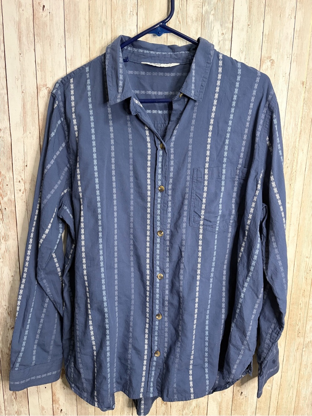 Sonoma Navy Blue Vertical-Stripe Button Down Shirt